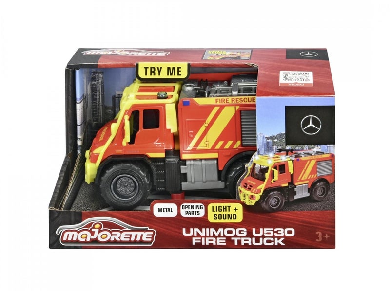 Majorette Mercedes-Benz Unimog U530 Die-cast Fire Truck (14 cm, Red/Yellow) - Image 1